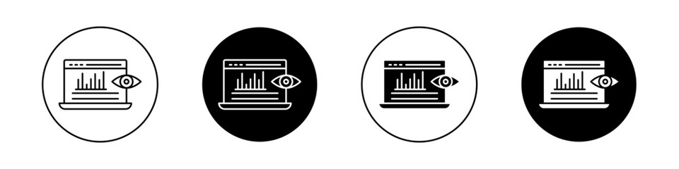 Monitoring Icon Set. Computer Dashboard Data Health System Vector Symbol in a black filled and outlined style. Medical Diagnosis ECG Sign.