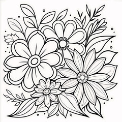 Luxury floral coloring book pages line art sketch