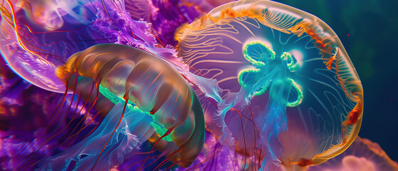 wallpaper of a  jellyfish, high details 
