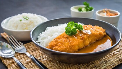 katsu curry and rice created with technology