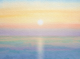 watercolor sea sunset, texture paper, abstract art background.