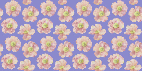 seamless floral pattern, delicate rosehip flowers on a blue background