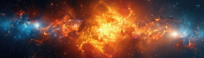 Witness the birth of stars in this panoramic image of a colorful nebula.