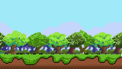 Pixel art cenário de floresta Pixel art forest scenery