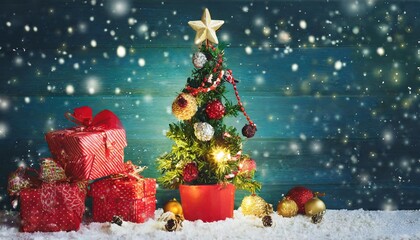 christmas tree and christmas gifts christmas banner or greeting card design