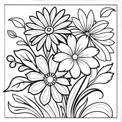 Luxury floral coloring book pages line art sketch