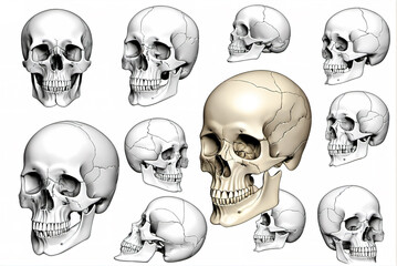 Human skull from various angles