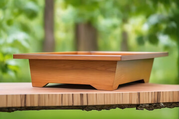 Rich food on wooden tray