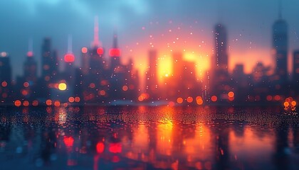 Cityscape Glass Blur at Dawn - Soft Pastels Abstract Background, Urban Sunrise Wallpaper, Trendy Morning Cityscape