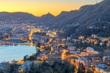 Como, Italy cityscape on the shores of Lake Como