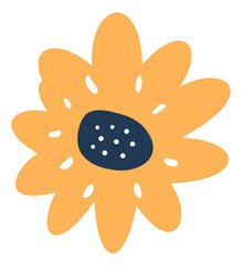 Flat simple flower illustration. Hand-drawn floral design element. Minimalistic doodle style