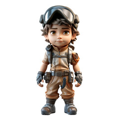 3dillustration a young soldier on isolated transparent background png, generated with AI