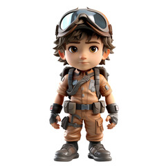 3dillustration a young soldier on isolated transparent background png, generated with AI