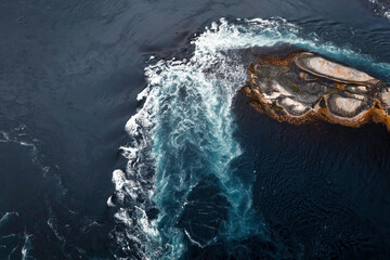 Whirlpool in Saltstraumen, a small strait in Norway with one of the strongest tidal currents in the...
