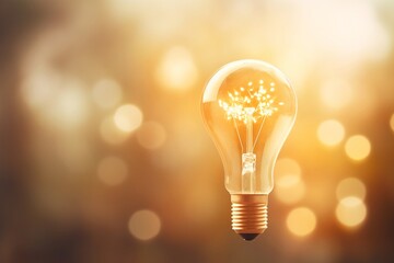 Light bulb on dark background. Template Edison retro light bulb is glowing in the dark. Isolated on...