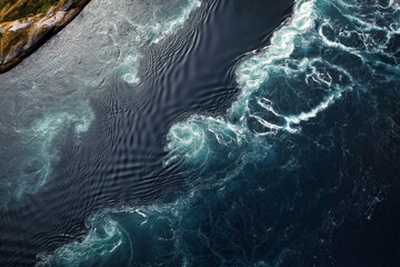Whirlpools in Saltstraumen, a small strait in Norway with one of the strongest tidal currents in the world