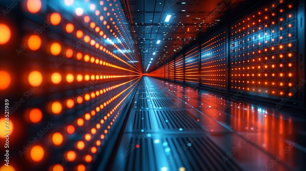 Poster Data center rendered with artificial intelligence