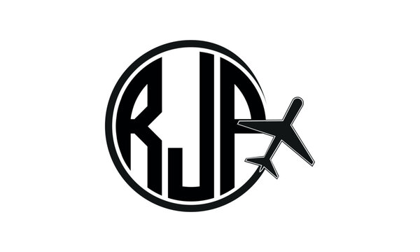 RJP three initial letter circle tour & travel agency logo design vector template. hajj Umrah agency, abstract, wordmark, business, monogram, minimalist, brand, company, flat, tourism agency, tourist