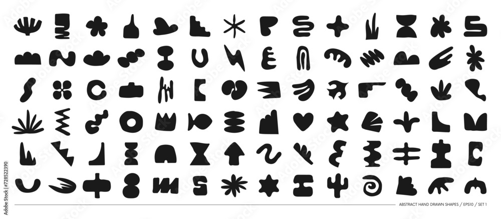 Leinwandbilder set of silhouettes minimalistic bizarre abstract geometric unusual shapes and forms in matisse art s