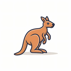 Abstract logo of a vector endearing kangaroo cartoon, animal nature icon isolated premium.