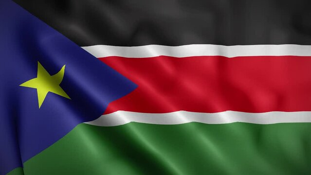 South Sudan waving flag, Flag of South Sudan Animation, South Sudanese Flag Closeup, 4k South Sudanese Flag Waving Animation