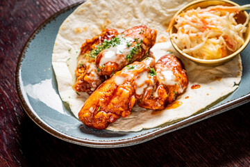 fried chicken with  cabbage salad