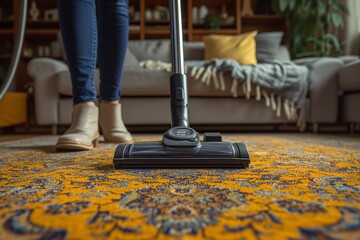 Vacuum Cleaning a Vibrant Oriental Rug