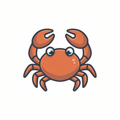 Minimalist logo of a vector charming crab cartoon, animal nature icon isolated premium.