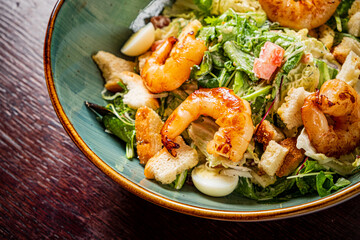 salad with shrimps and egg