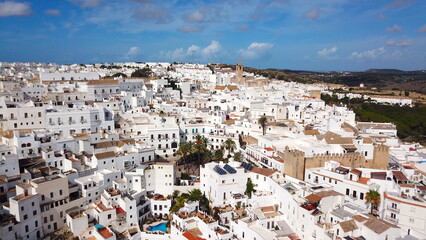 aerial view of Vejer de la Frontera, hilltop town near Cádiz, Andalusia, Costa de la Luz, Spain, Europe © keBu.Medien