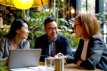 Group of Business Professionals Engaged in Discussion at a Conference Table