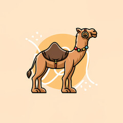 Stylish emblem of a vector charming camel cartoon, animal nature icon isolated premium.