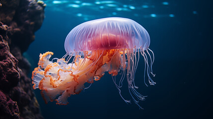Ethereal Jellyfish Floats Gracefully Under the Ocean Depths