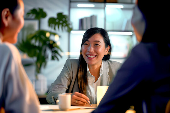 Group of Business Professionals Engaged in Discussion at a Conference Table