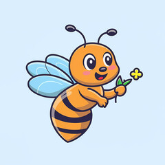 Whimsical icon of a vector adorable bee cartoon, animal nature icon isolated premium.