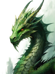 Green dragon. Digital art.