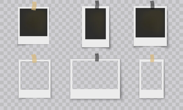 Polaroid, frame, photo, mockup, scrapbook. Vector photo Frames: Realistic Photo Templates with Shadows. Vintage Card Set for Stock Use. Vector Illustratios on transparent background.Png 	
