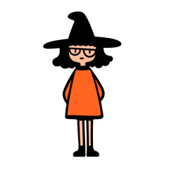 cartoon witch on white 