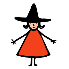 cartoon witch on white 