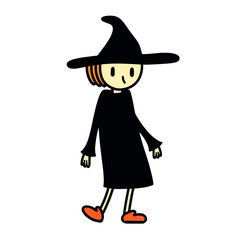 cartoon witch on white 