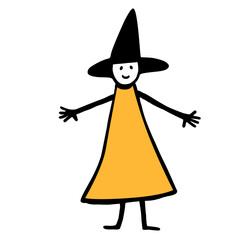 cartoon witch on white 