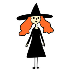 cartoon witch on white 