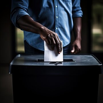 Hand throws a ballot paper into the ballot box high quality AI generated image