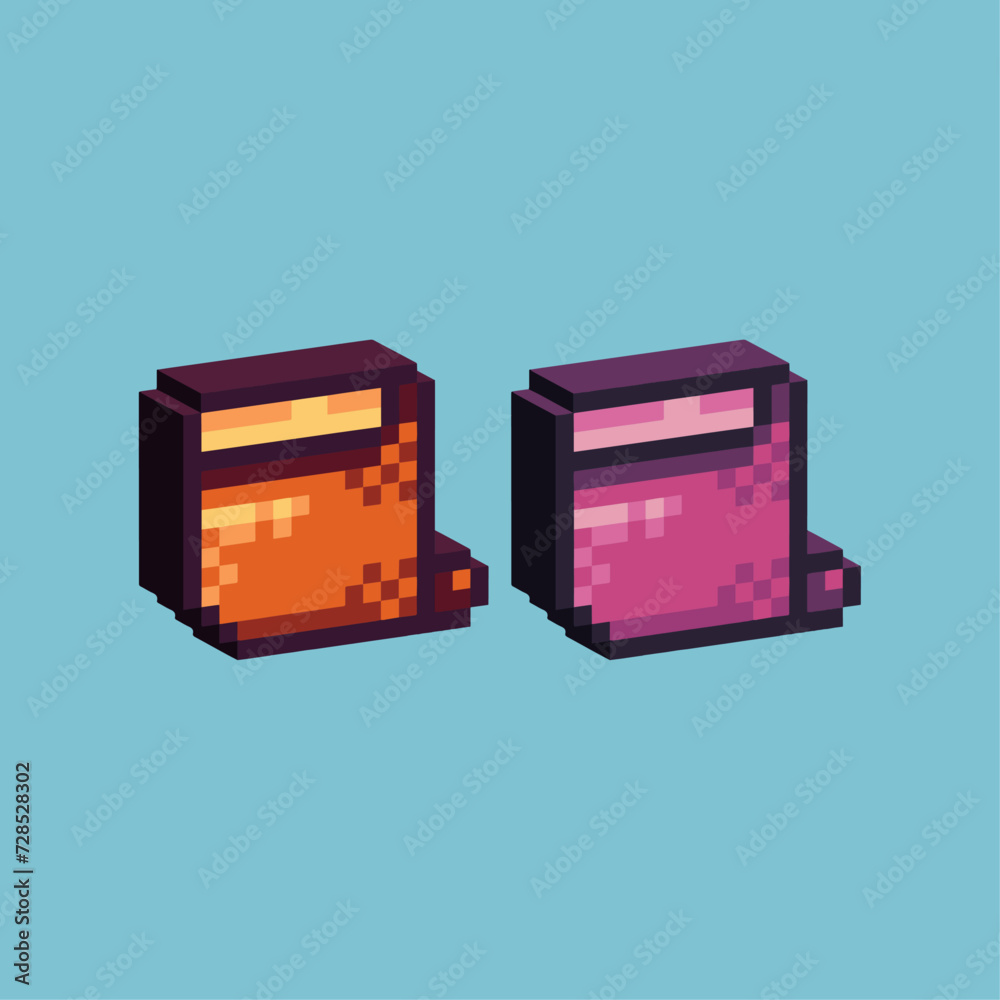 Poster isometric pixel art 3d of paper roll icon for items asset. paper scroll icon on pixelated style.8bit