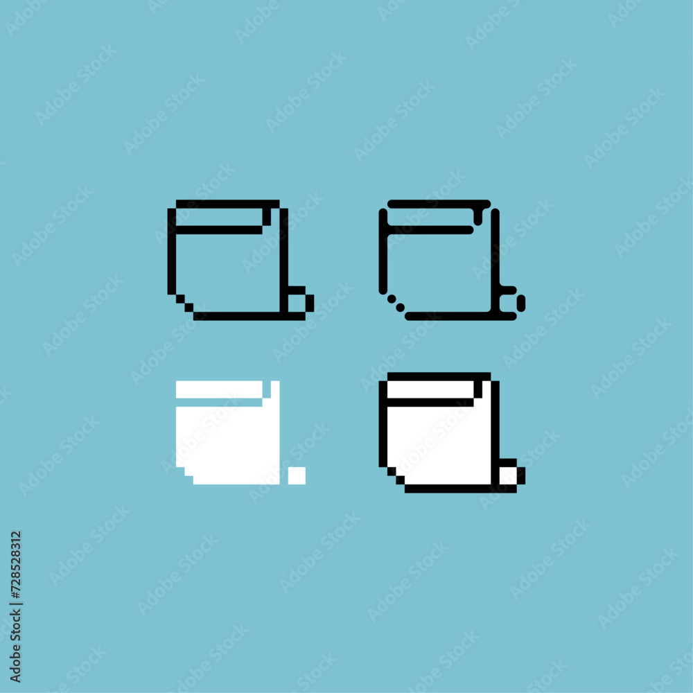 Poster pixel art outline sets icon of paper scroll logo variation color. paper scroll icon on pixelated sty