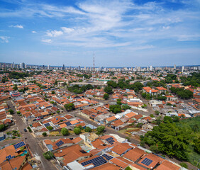 Aerial view of Campo Grande - MS, the capital of Mato Grosso do Sul state, Brazil. Residential area, nearby the neighborhoods Autonomista, Vila Rica, Monte Carlo.