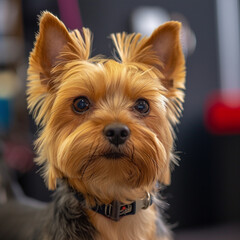 dog before a haircut in a grooming salon, ai technology