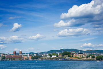 Naklejka na ściany i meble Panorama of Oslo from the Oslofjord, Norway