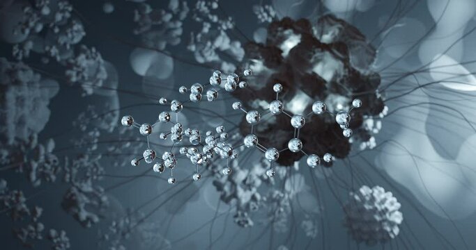 Advantame rotating 3d molecule, molecular structure of artificial sweetener e969, seamless video