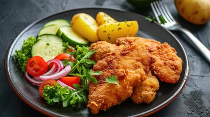 Fototapeta premium Chicken and salad meal. Generative AI